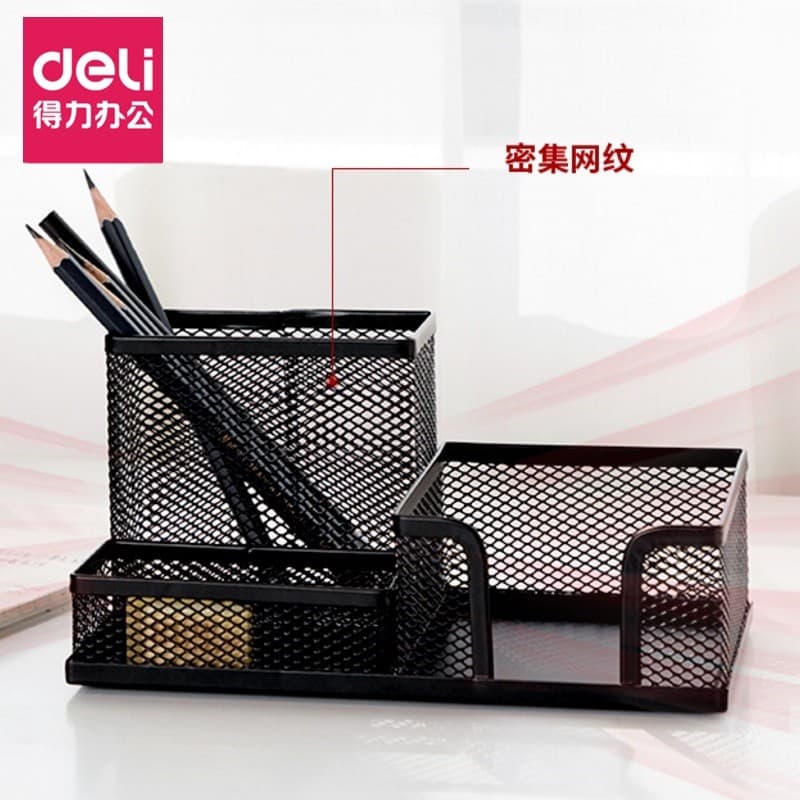Porta-canetas Deli 9175 Assento de escritório multifuncional Metal Fio Grade Combinação Porta-canetas Moda criativa Arma
