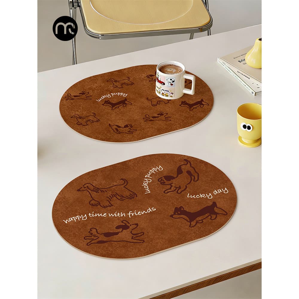 Tapete de mesa para cachorro de desenho animado, à prova d'água, à prova de óleo, isolamento térmico, luz, luxo, alta qu