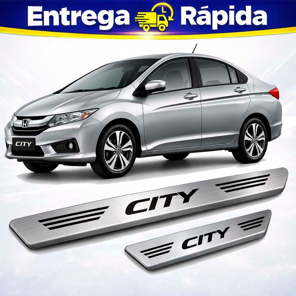 Jogo de Soleira Aço Inox Escovado Honda City 2015 a 2024