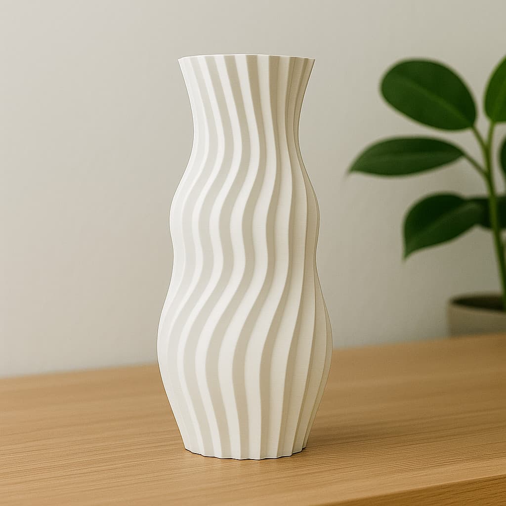 Vaso Decorativo Moderno Ondulado 3D l Sustentável l 20cm l Sofisticado l Sala, Escritório e Quarto