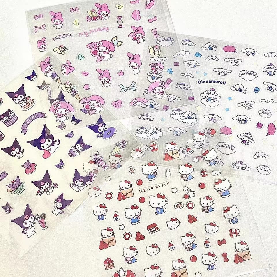 Adesivos transparentes de desenho animado com orelhas grandes, adequados para meninas, padrão criativo de gato, à prova
