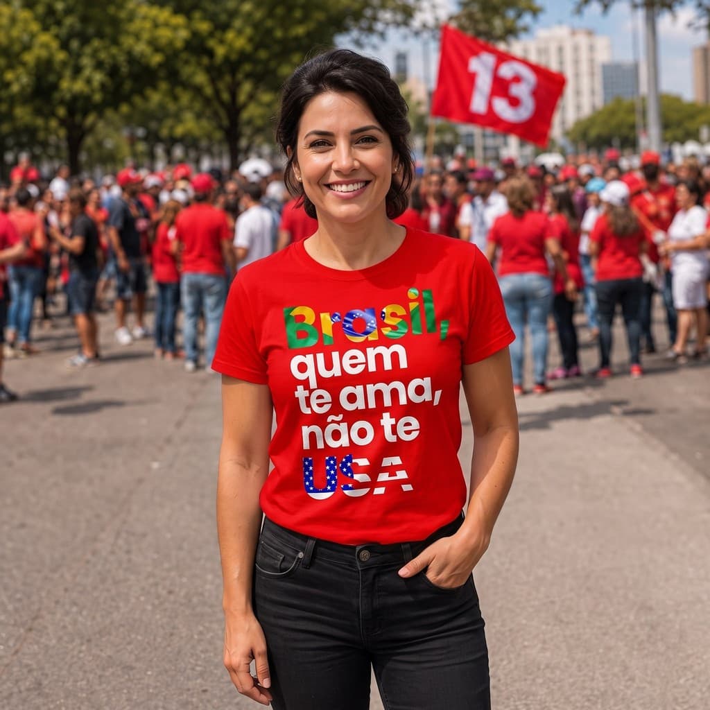 Camiseta Feminina Quem Te Ama Não Te USA Brasil Estampada Algodão Manga Curta Moda Casual 13