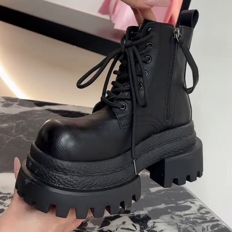 Botas Martin femininas de sola grossa estilo britânico, botas curtas marrons combinadas femininas, botas femininas