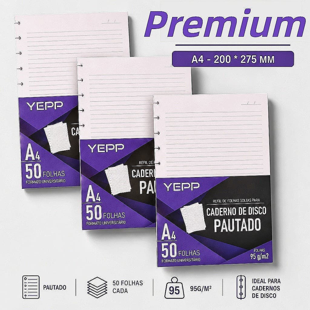 Caderno inteligente 50/100 /150/200/300folhas Refil tamanho A4 11 Discos A5 8 Discos Pautado