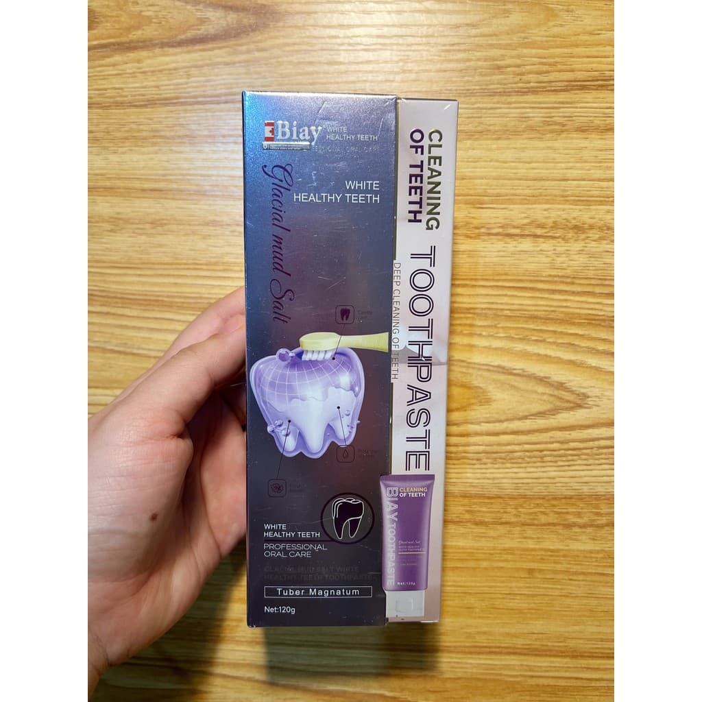 Canadá Biay Glacier Mud Salt Whitening Pasta de dente 120g Limpeza profunda Remover hálito fresco amarelo