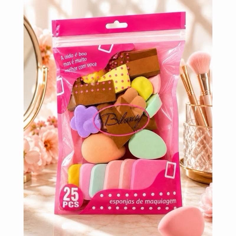 Bilamary Esponjas de Maquiagem 25 Peças Conjunto Colorido para Aplicação de Base e Maquiagem Facial Ideal para Make-up
