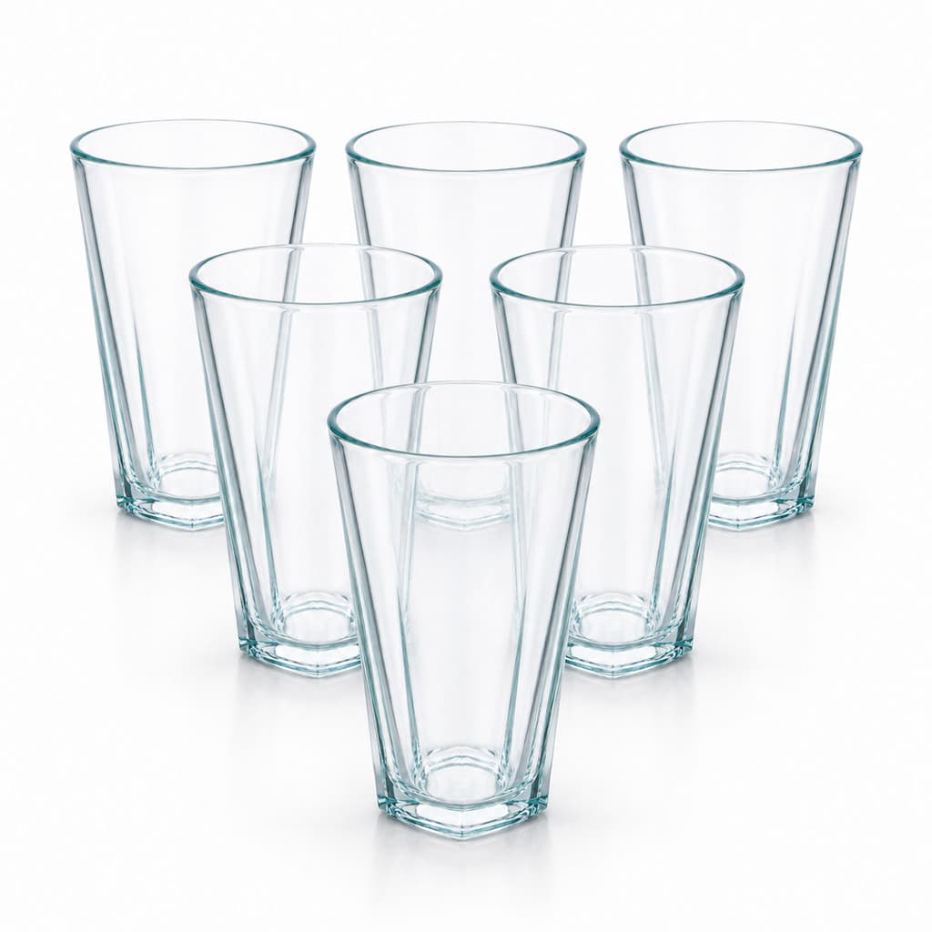 Conjunto 6 Copos de Vidro 290ml Jogo Copo Quadrado Miami Bali Taça Mesa Posta para Água Suco Cozinha