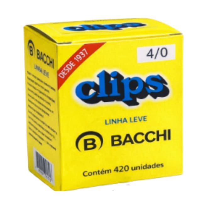 Caixa de Clips Bachi Linha Leve 420 Unidades Tamanho 4/0