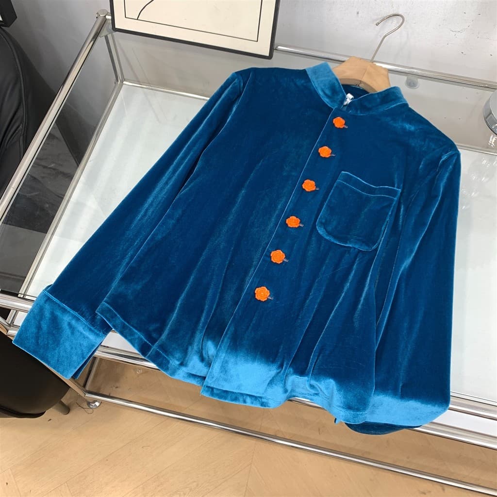 Camisa cor sólida camurça outono quente manga comprida mais magro olhar simples único Breasted topo feminino J#10