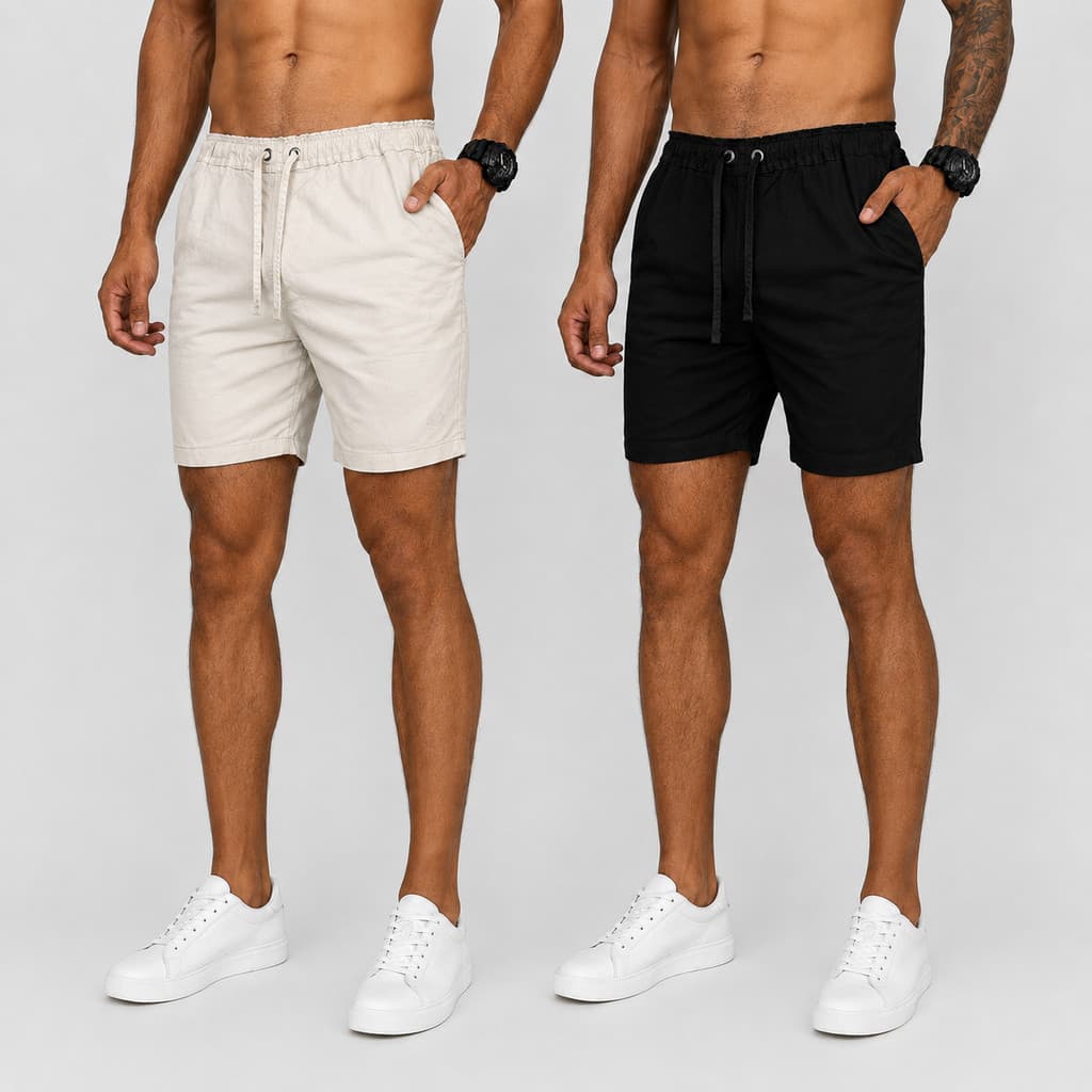 Kit 2 Shorts Masculinos Short Masculino Premium Mauricinho Estilo Conforto Sarja 100% Algodão Casual Adulto