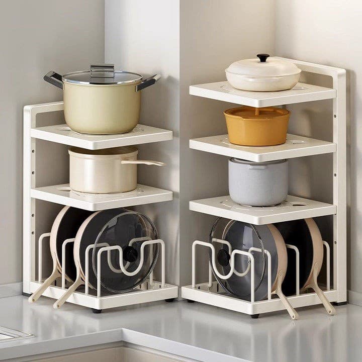 Rack de armazenamento de panelas de cozinha multifuncional pia de armazenamento interno Vertical tampa de panela rack de