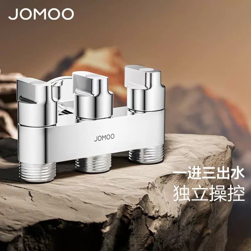Jiumu válvula angular única de três saídas, todo em cobre, divisor de água espesso, válvula de três vias, interruptor in