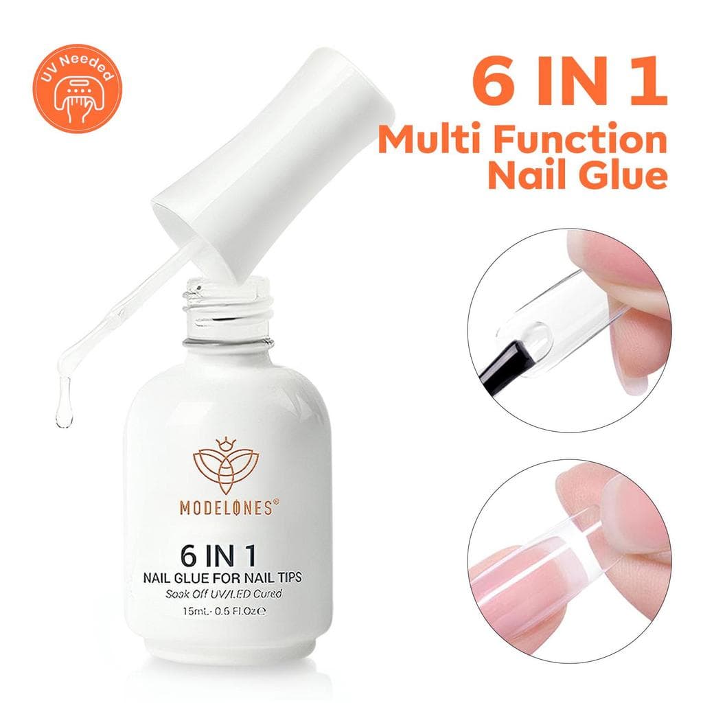 Cola de Unha Gel 6 em 1,Multifuncional para Tips,Base Coat,Top Coat, Fortalecedor,Extensão e Efeito Mármore Blooming Gel