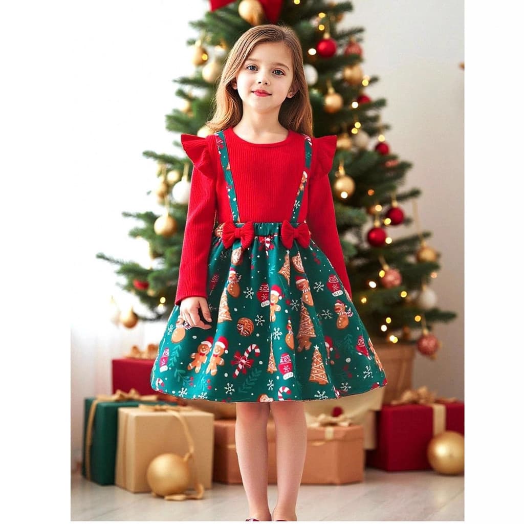Crianças roupas médias pequenas crianças novos produtos meninas primavera outono estilo natal falso vestido de costura d
