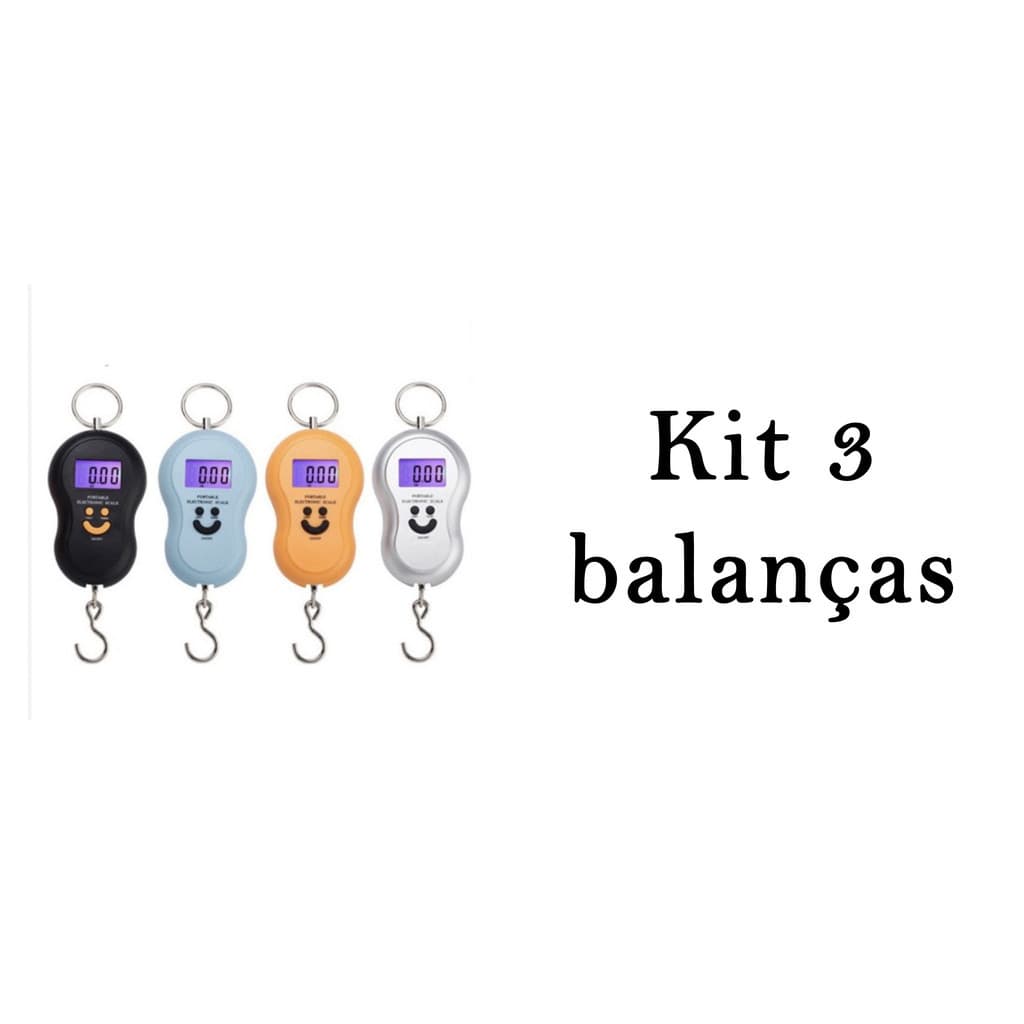 Promoção 3 Balança Portátil Digital Mão Bolsa Mala Peixe Até 50kg Cozinha