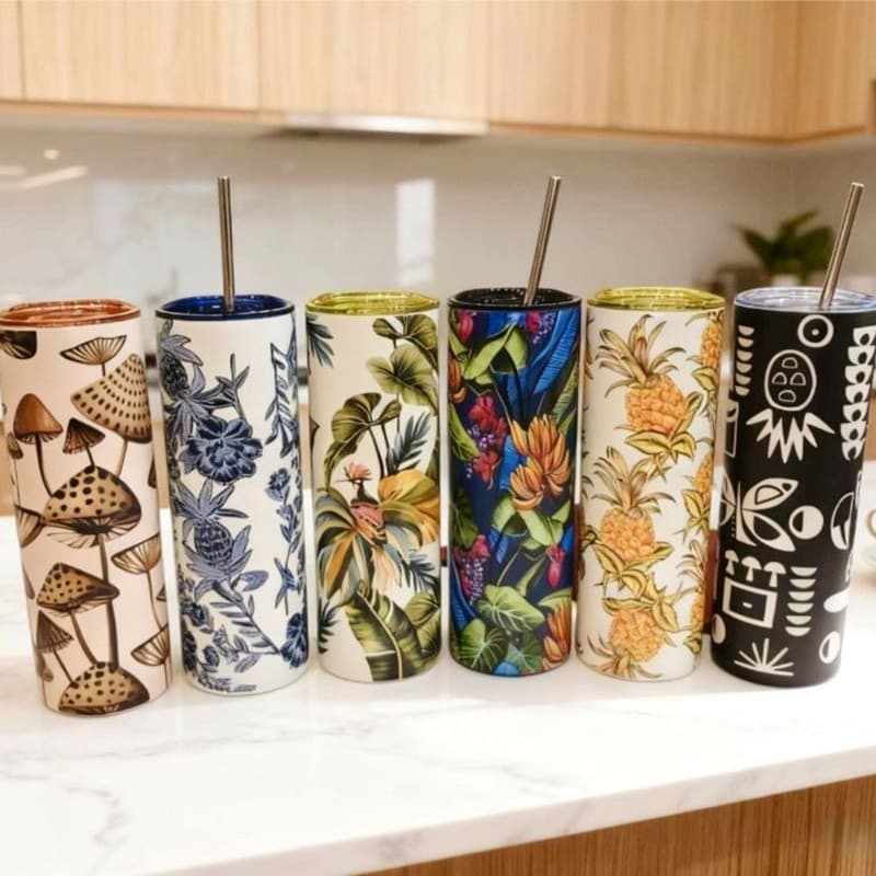 Copo Térmico com Canudo Estampado Verão Inox Tampa 700ml - BESTMIX