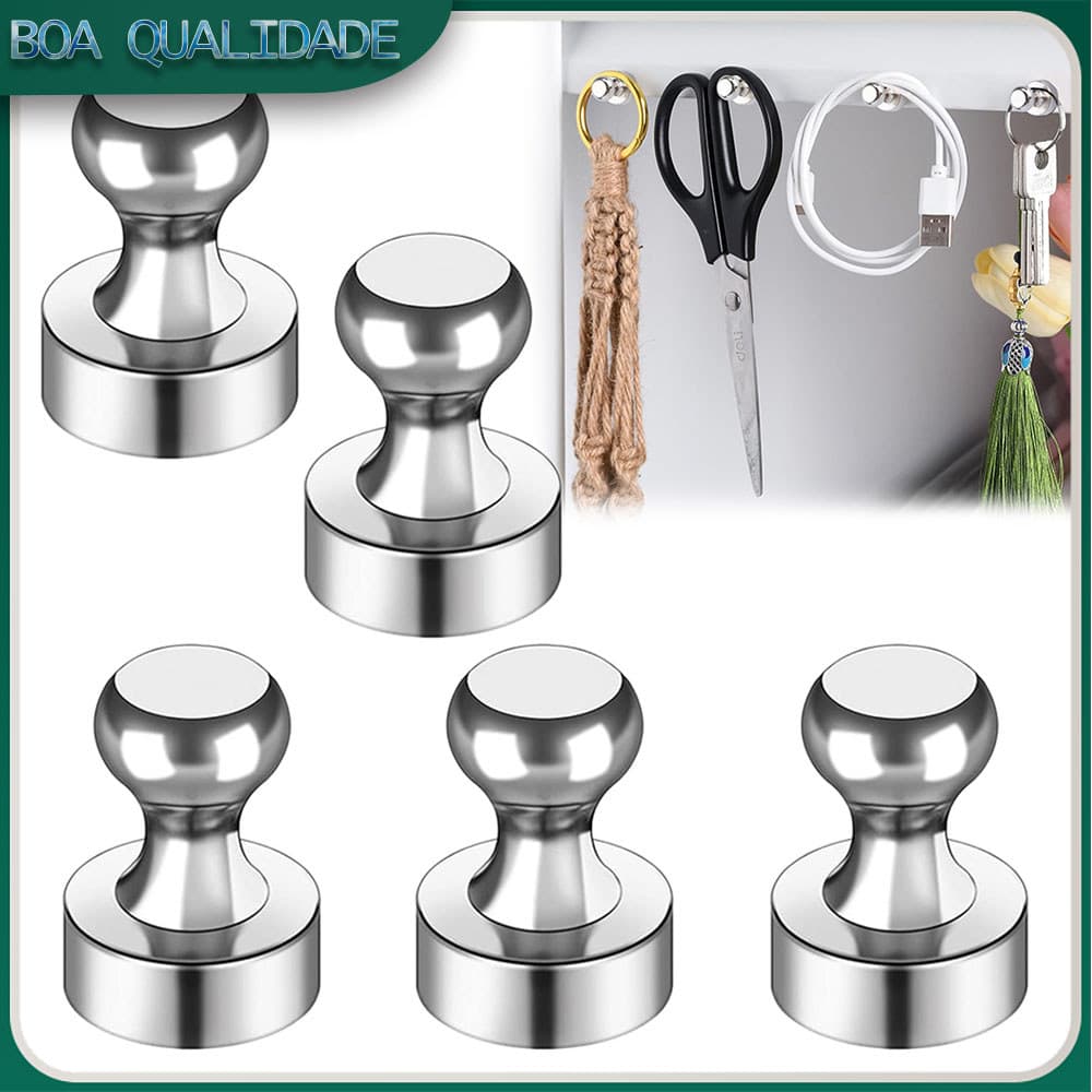 5x Super Forte Neodímio Magnético Pinos Otário Percevejo Ímã De Aço Durável Push Pin Para Geladeira Quadro Branco-prata