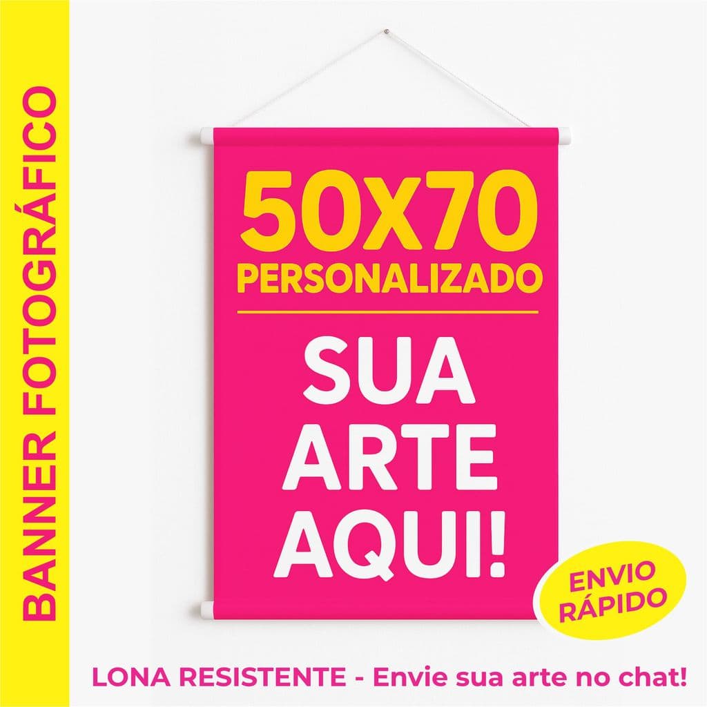 Banner Fotográfico Personalizado 50x70 cm | Sua Arte ou Foto Aqui | Impressão de Qualidade | Decorativo | Envio rápido