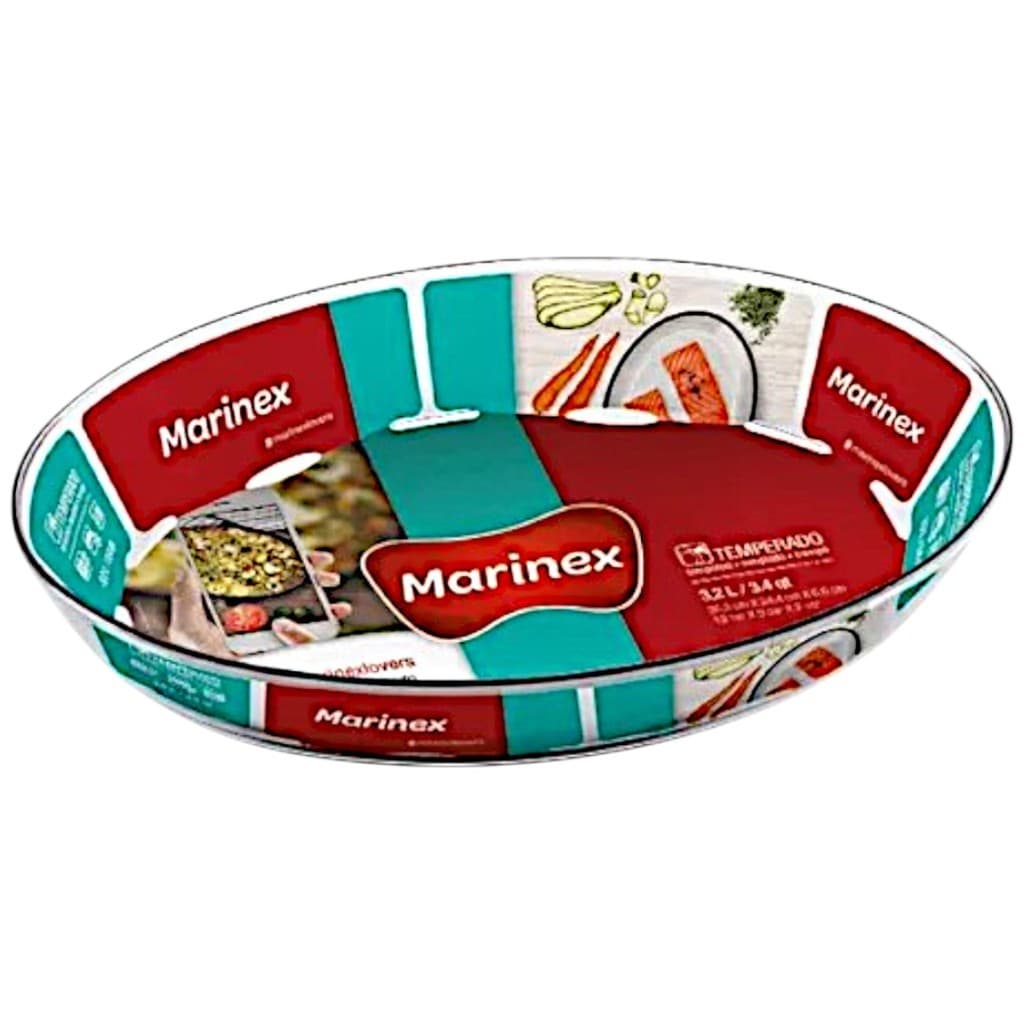 Assadeira lasanheira Refratario de Vidro Oval 1.6 Litros Travessa Marinex Forno Airfray Micro-ondas