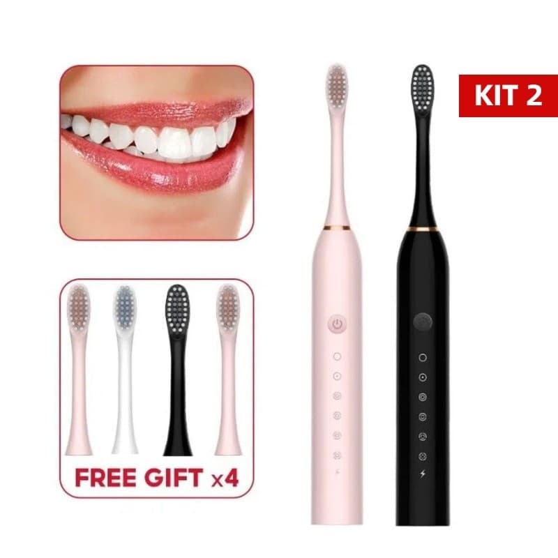 Kit 2 Escova de dentes elétrica recarregável Sonic IPX7