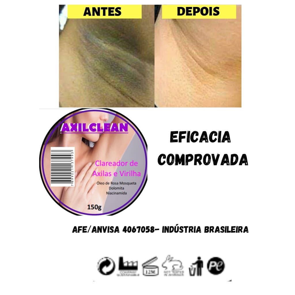 Creme Clareador axilclean Para Axilas , Virilha ,  Bumbum , Joelho