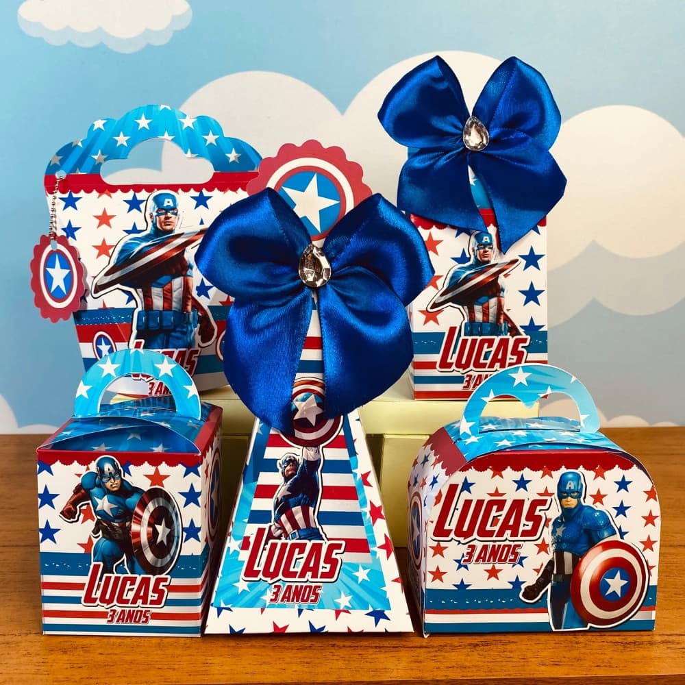 Kit Festa CAPITÃO AMERICA | Lembrancinhas | Festa infantil | já vai semi MONTADAS