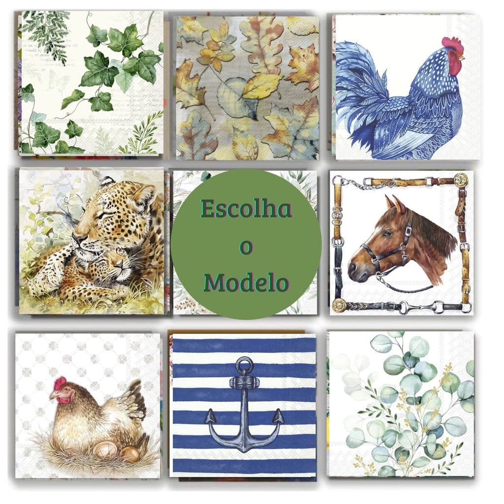 Guardanapo Decoupage Kit c/4 Folhas Iguais -Escolha o Modelo