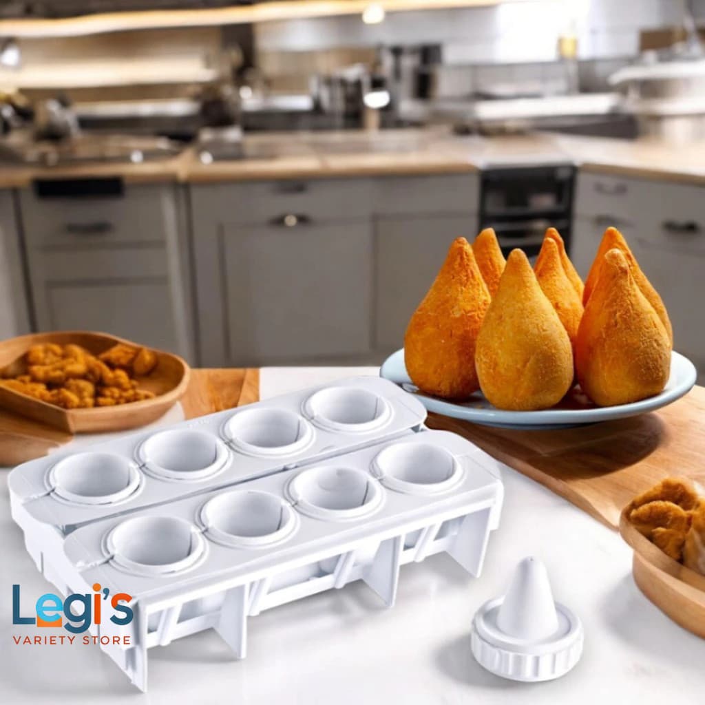 Forma Fábrica de Coxinhas 8 Unidades Modelador de Salgados Prático e Resistente para Cozinha