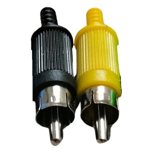 Kit 50 Plugs Rca Plástico - 25 Preto E 25 Amarelo