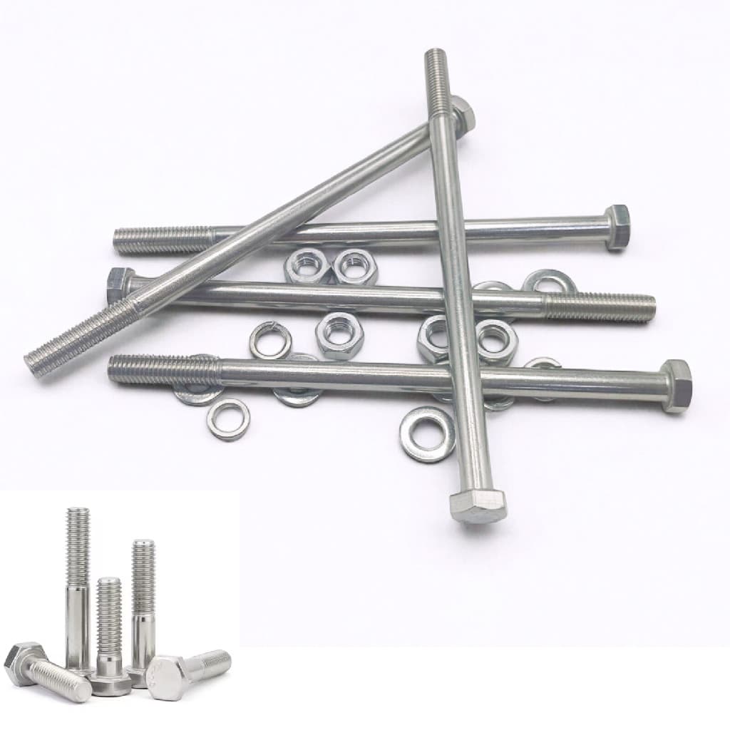 KIT 5 PARAFUSOS MEIA ROSCA PARCIAL SEXTAVADO INOX M8*150MM