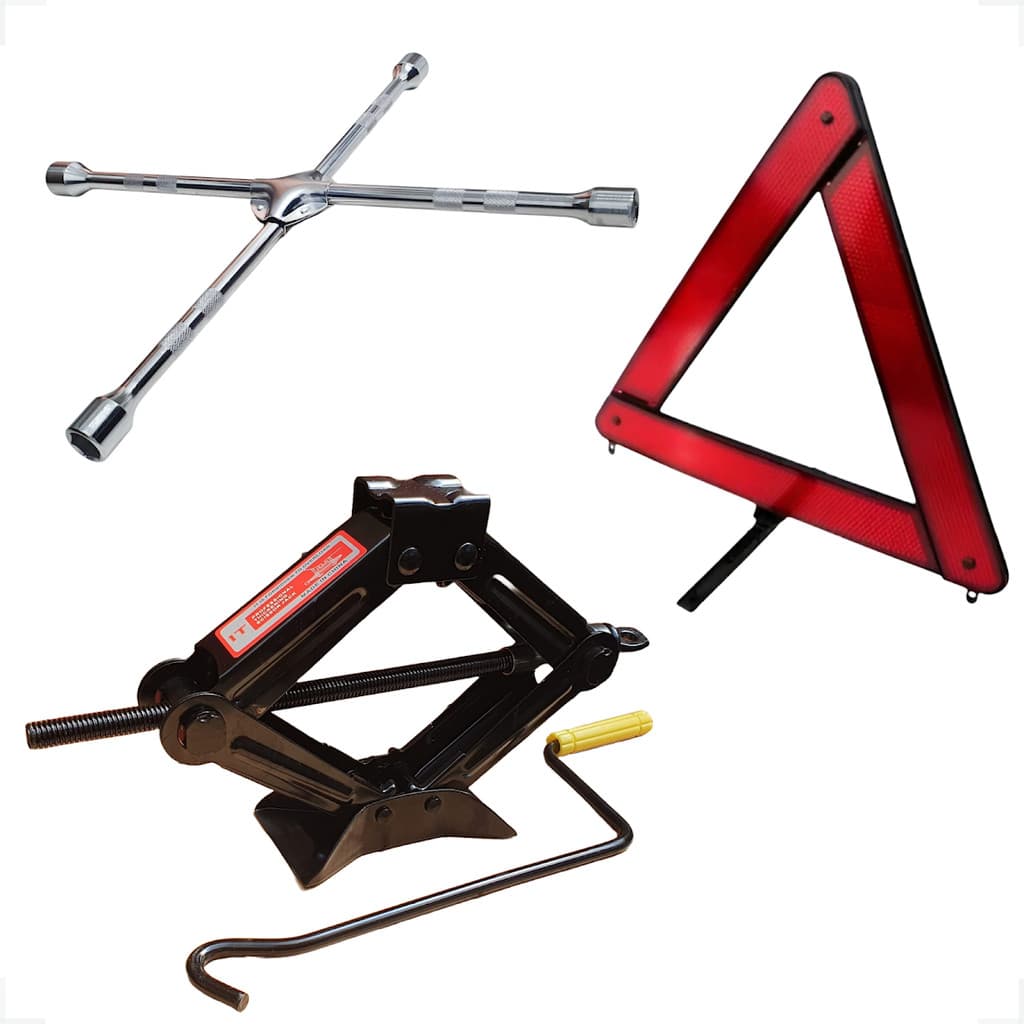 Kit Macaco 1 Ton Sanfona+ Triângulo Sinalizaçao + Chave Roda