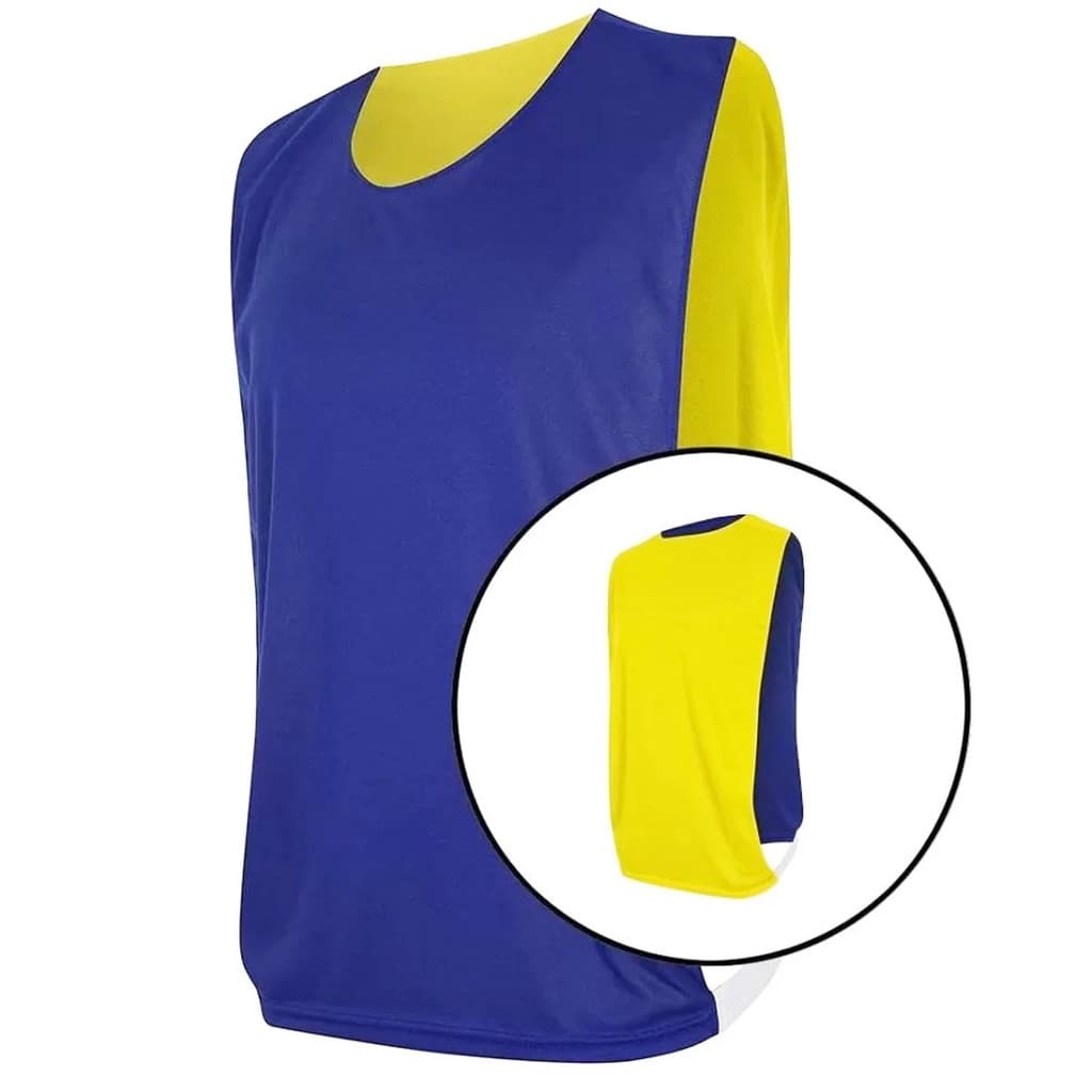 Colete de Treino Dupla Face TRB Azul Royal e Amarelo