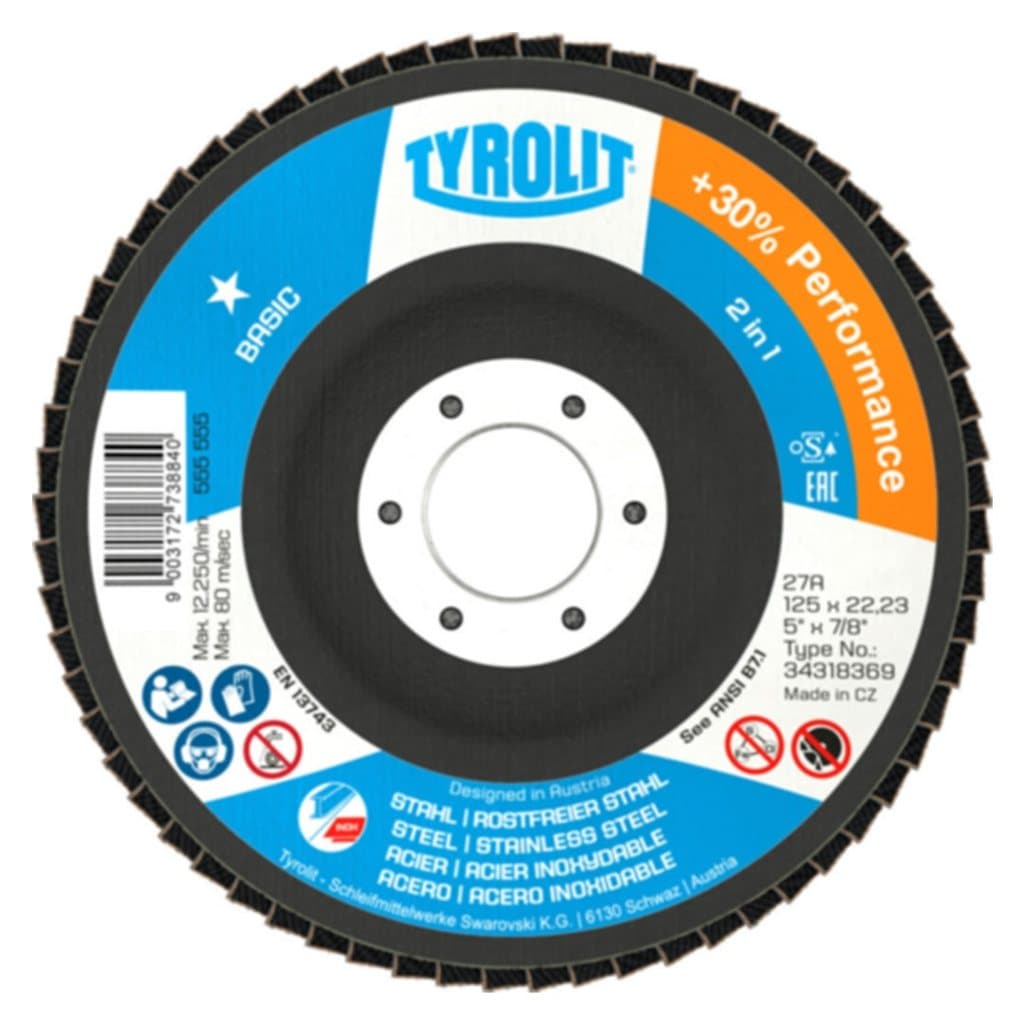 Disco Flap 4.12" Grão 80 Tyrolit Basic Conico Fibra 27387134318366