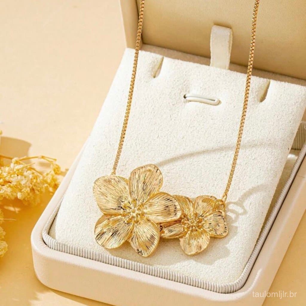 1 Peça Colar Ajustável Elegante com Desenho Floral Dourado,  Festa e Presente para Amigos Dia dos Namorados Mãe Presente
