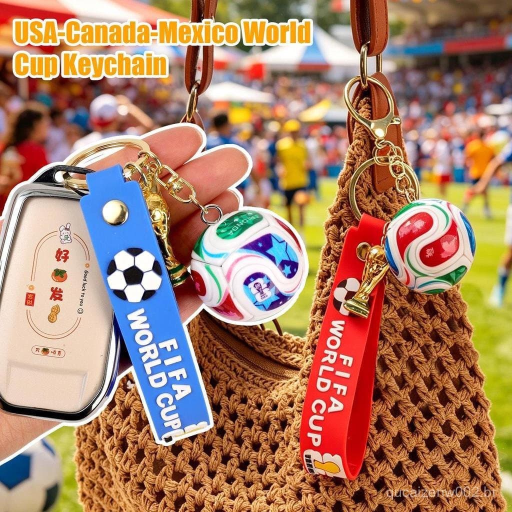 2026 US ‐ CAN MEX Chaveiro Para Fãs Da Copa Do Mundo-De Futebol Colorido Dopamina Com Fecho Lagosta Portátil