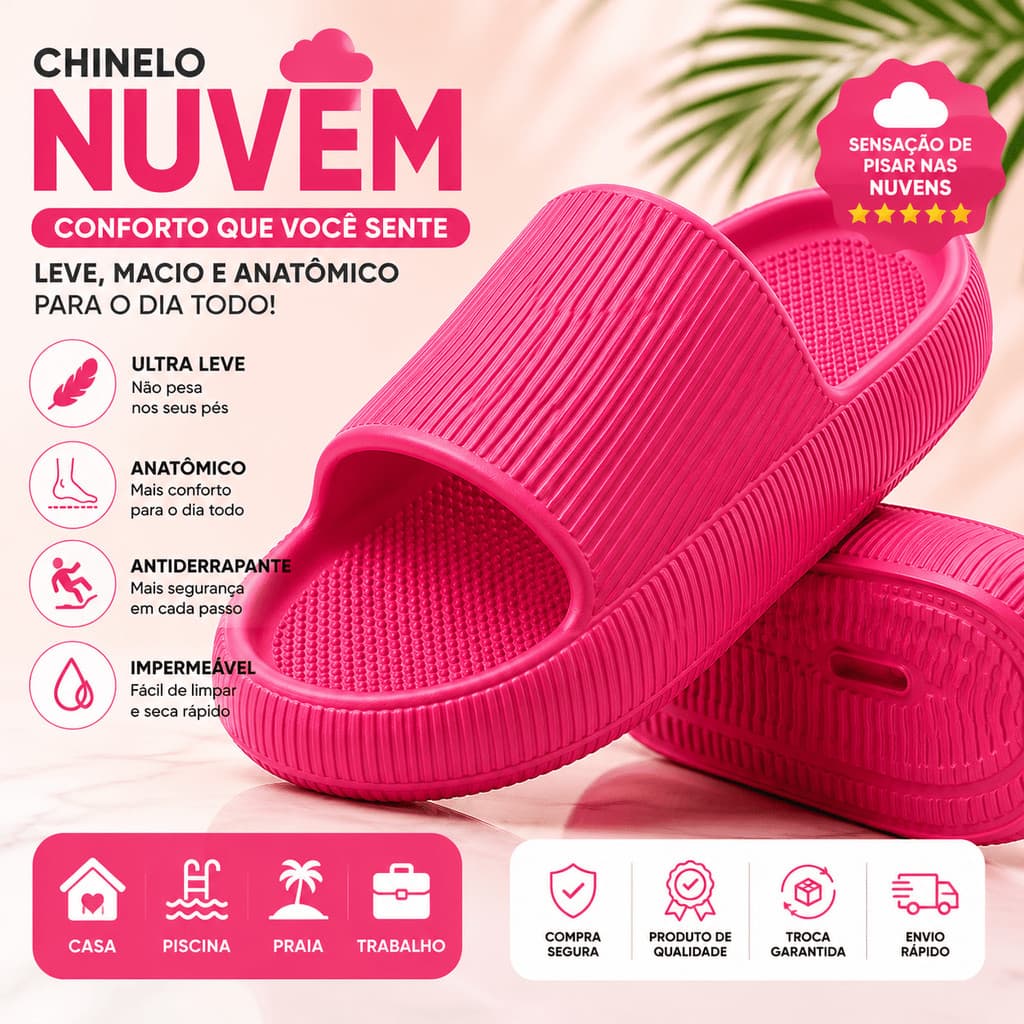 Chinelo Nuvem Feminino EVA Casual Leve E Flexível