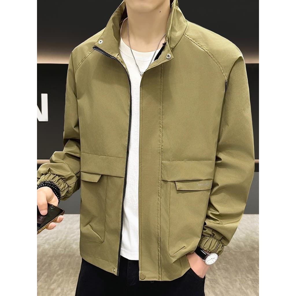 Primavera outono jaqueta masculina na moda All-Match gola alta jaqueta masculina moda Casual solto estilo fino roupas ma