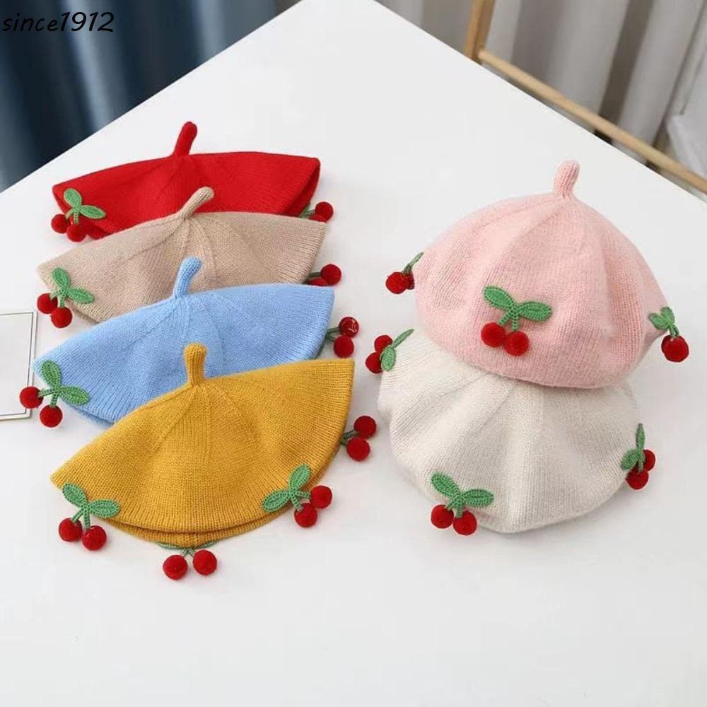 Chapéu De Abóbora De Malha Desde , Boinas De Bebê De Inverno Cereja , Lindos Chapéus De Gorro Para Recém-Nascidos Quente