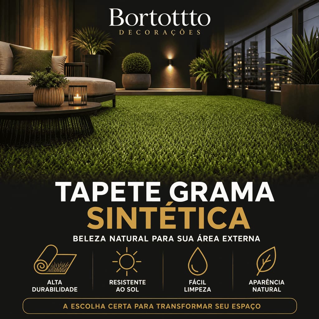 Grama Sintética 1x5m 5m² Tapete Para Jardim Varanda Quintal