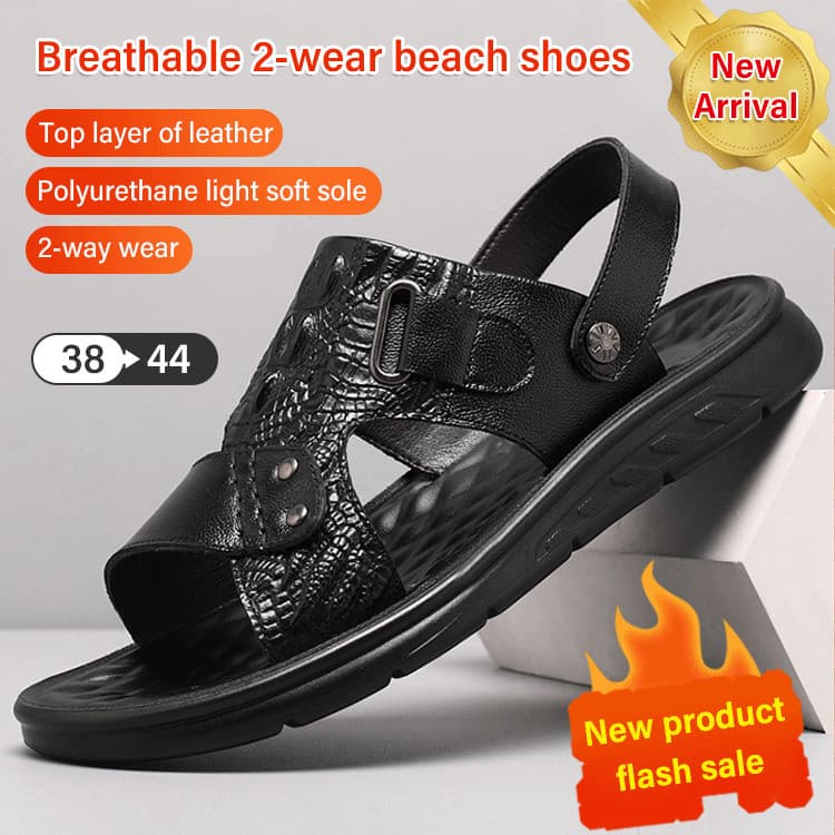 [Estilo e Qualidade] Sapatos de Couro Masculinos/Sandálias de Verão/Leves/Para Uso Diário