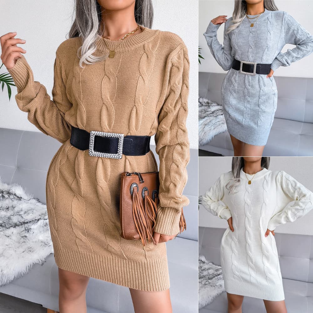 Liberação tiro outono inverno torcido nádegas camisola vestido de malha suporte independente roupas femininas transfront