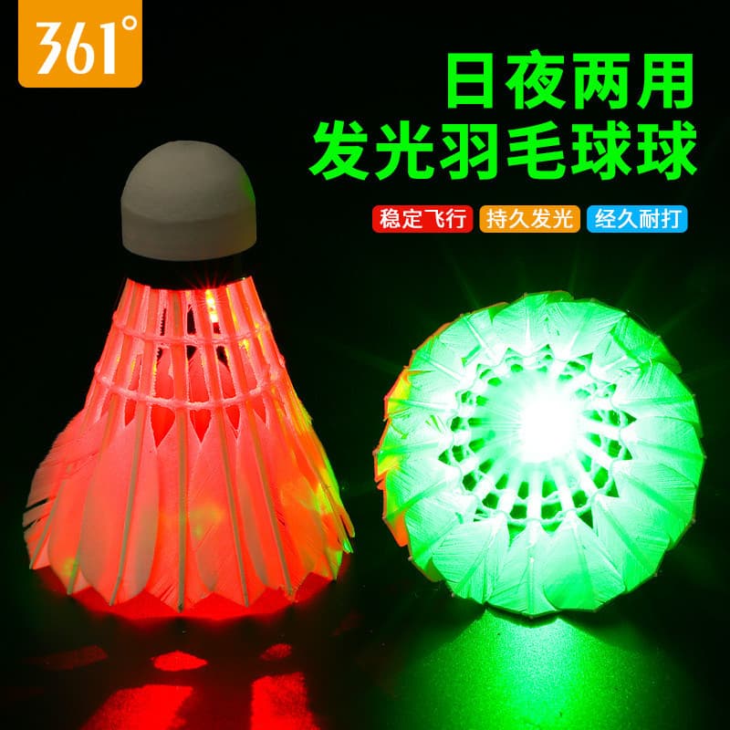 Conjunto de bola luminosa de Badminton luminosa genuína de 361 graus para uso noturno, alta elasticidade, durável, não é