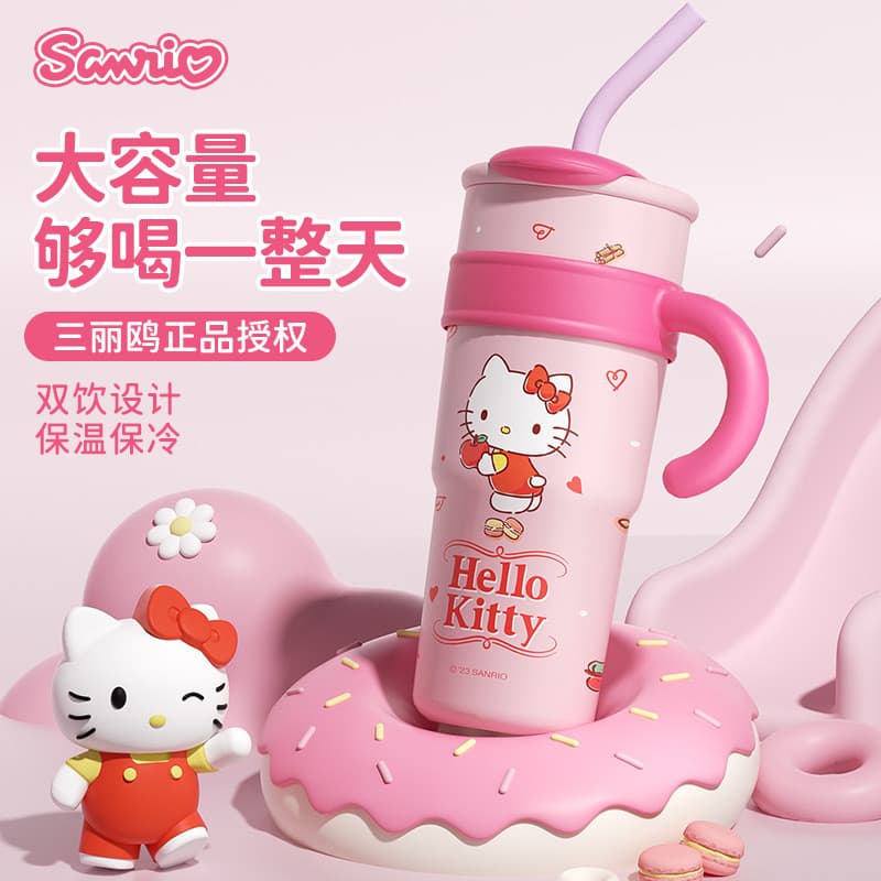 Bonito dos desenhos animados 316 aço inoxidável Sanrio copo de água copo térmico alça gelo mestre copo grande capacidade