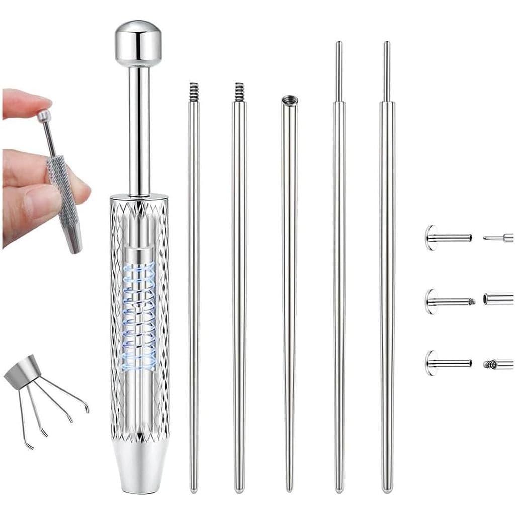 GraceWhisper Kit de Ferramentas para Inserção de Piercings - 14G 16G 18G 20G, Aço Inoxidável, para Troca de Brincos de B
