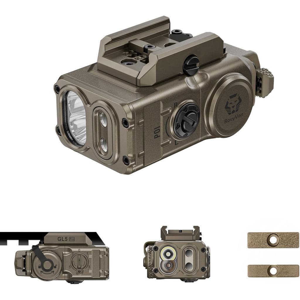 Lanterna RovyVon GL5 Pro Crossbolt 4 em 1 Montada em Trilho, 400 Lúmens de Luz Branca, Luz Verde, Iluminador IR e Feixe