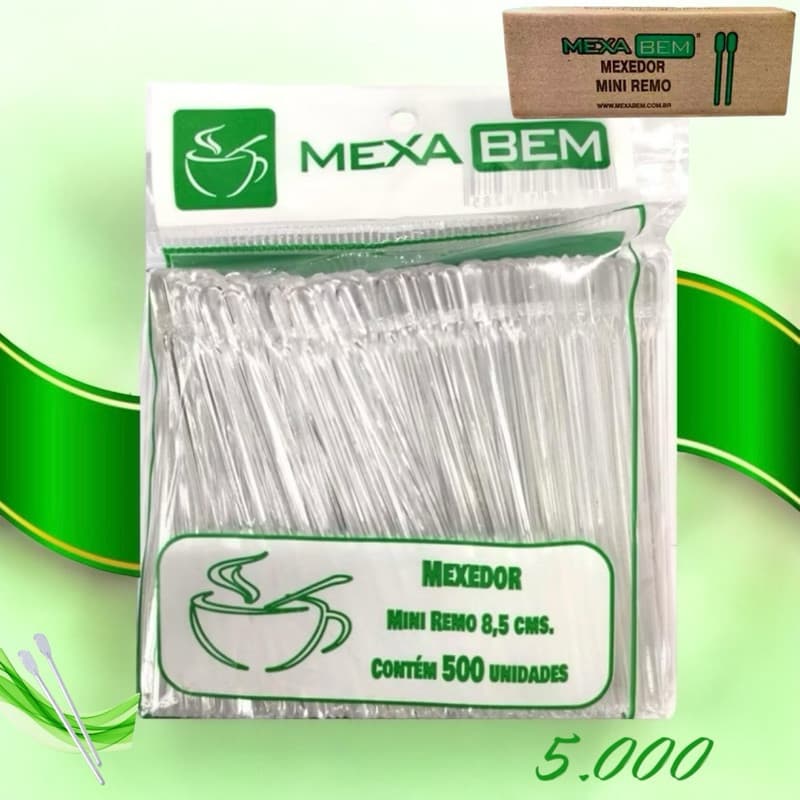 Kit 10 Pacotes Mexedor Tipo Mini Remo C/500 Unidades Cada Total 5000 Café Chá Cappuccino