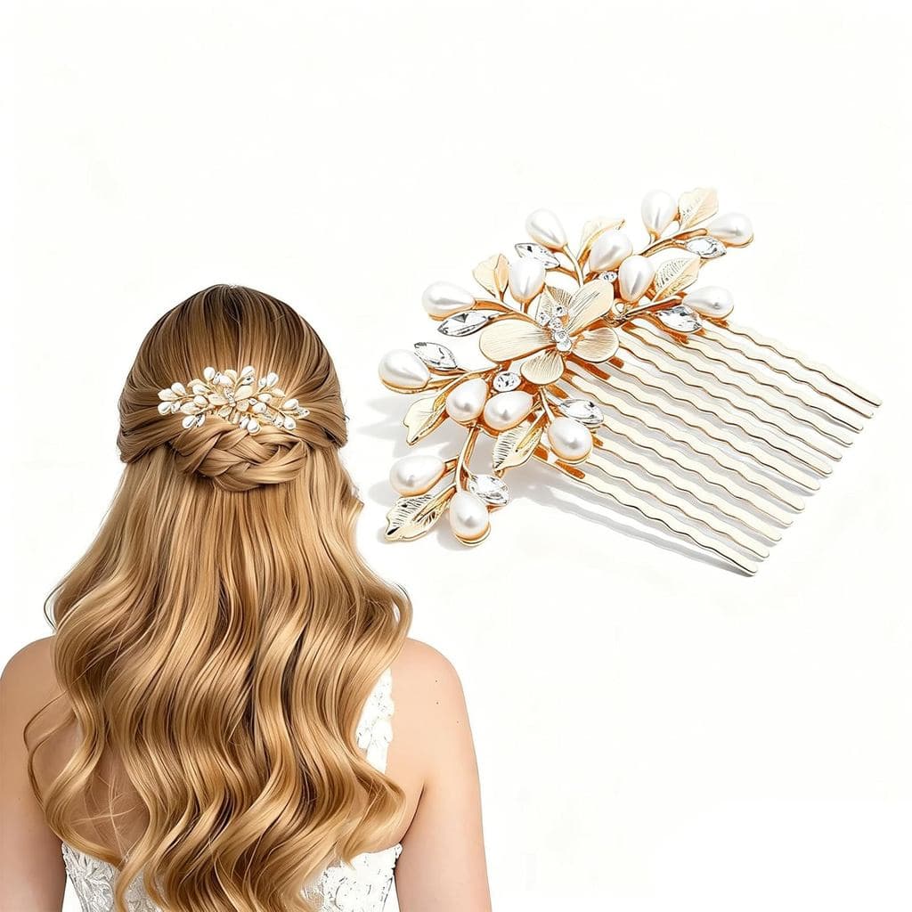 Pente de Cabelo para Noivas, Pente de Cabelo Estilo Flor de Pérola, Acessórios de Cabelo para Casamento, Pentes de Cabel