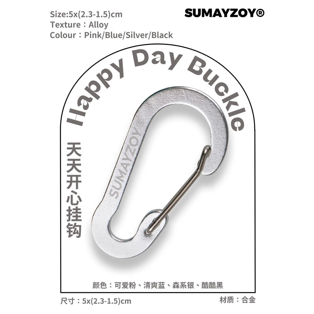 SUMAYZOY Feliz Todos os Dias Série Mosquetão Chave Fivela Mochila Fivela em Forma de D Gancho Multifuncional Ao Ar Livre