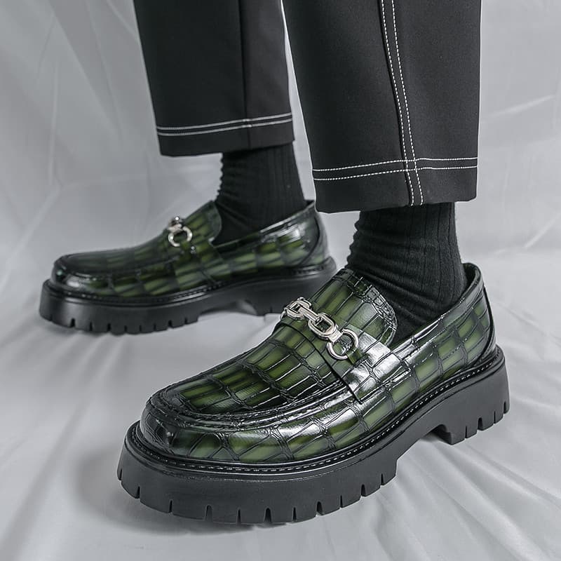 Verão mocassins de sola grossa negócios Casual estilo britânico preguiçoso deslizamento-On padrão de crocodilo High-End
