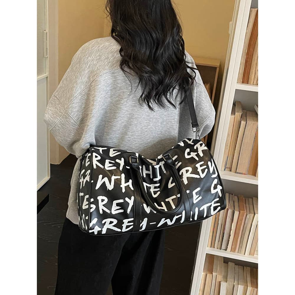 Graffiti carta bolsa de viagem feminina grande capacidade sacola de curta distância 2026 novo estilo Casual Commuter sac
